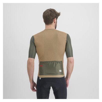 Maillot Sportful Checkmate de manga corta Verde/Beige