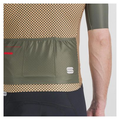Maillot Sportful Checkmate de manga corta Verde/Beige