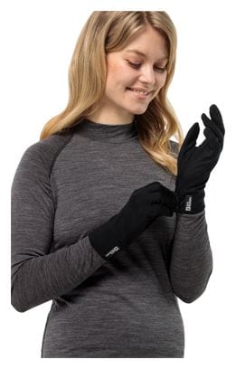 Unisex Jack Wolfskin Merino Long Gloves Black