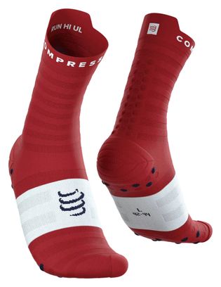 Calcetines Compressport Pro Racing V4.0 Ultralight Run High Rojo/Blanco