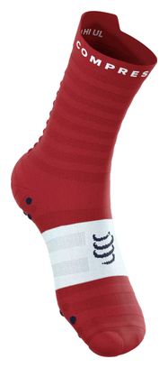 Calcetines Compressport Pro Racing V4.0 Ultralight Run High Rojo/Blanco
