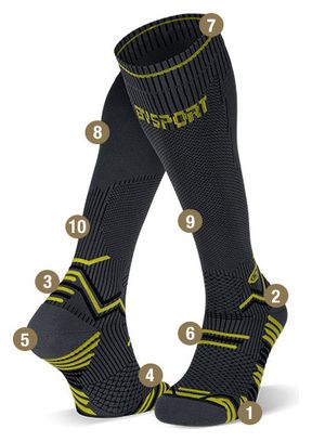 Paire de Chaussettes de Compression BV Sport Trail Compression Gris