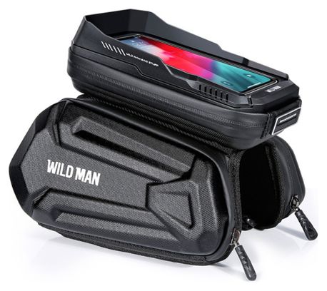 1.2L Black Bike Frame Bag with Touch Phone Holder WILD MAN