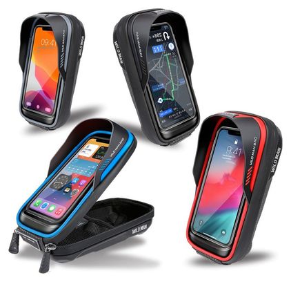 Sacoche de guidon vélo WILD MAN avec porte-téléphone tactile bleue