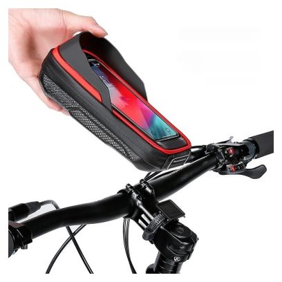 Sacoche de guidon vélo WILD MAN avec porte-téléphone tactile bleue