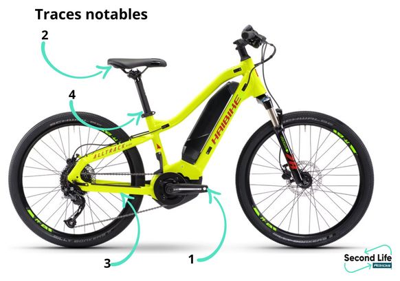 Wiederaufgearbeitetes Produkt - Haibike AllTrack Kids Kinder Elektro-Mountainbike Shimano Altus 9V 400 Wh 24'' Lime Yellow 2023 9 - 12 Jahre