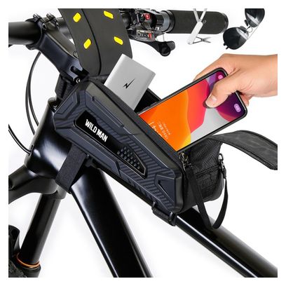 Bike frame bag with phone holder 1L black WILD MAN
