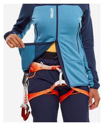 Sudadera polar Millet Fusion Grid Hoodie azul para mujer