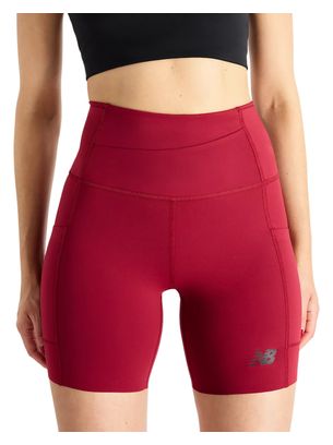 Pantaloncini da ciclismo New Balance RC Elite Storage 6in rossi da donna