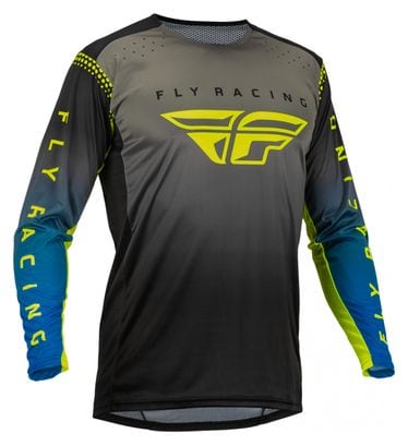 Maillot Manches Longues Fly Lite Gris / Bleu / Jaune Fluo