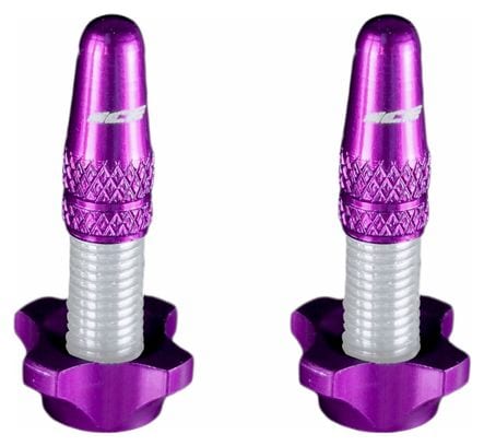 Ice Kit of Aluminium Plugs (X2) and Nuts (X2) Airflow Violet for Tubeless and Presta Valves