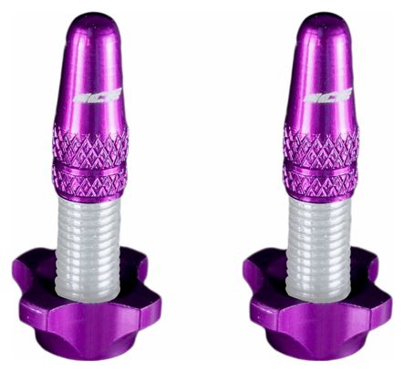 Ice Kit of Aluminium Plugs (X2) and Nuts (X2) Airflow Violet for Tubeless and Presta Valves