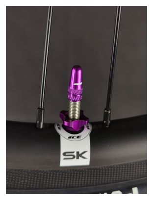 Kit Ice de bouchons en aluminium (X2) et d'écrous (X2) Airflow Violet pour valves Tubeless et Presta