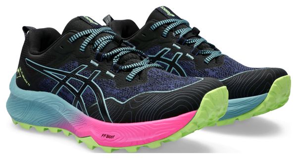 Chaussures Trail Asics GEL-Trabuco 11 Noir Bleu Rose Femme