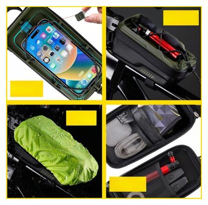 Bolsa cuadro bici 1L kaki con porta móvil WILD MAN