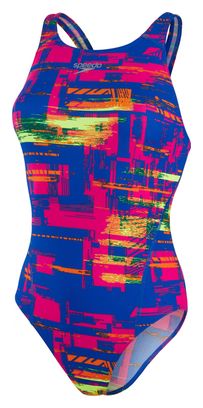 Einteiliger Badeanzug für Frauen Speedo Allover RecordBreaker Blau Rosa