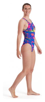 Einteiliger Badeanzug für Frauen Speedo Allover RecordBreaker Blau Rosa
