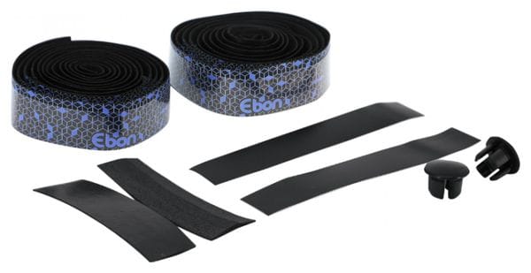Ruban de guidon - cintre Newton ebon noir degrade bleu avec bouchons (confortable epaisseur 2.6mm)