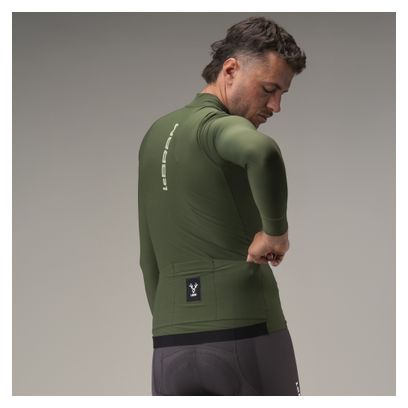 Lebram Race Men's Mid-Season Long-Sleeve Jersey, Khaki Green