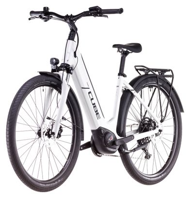 Cube Touring Hybrid One 500 Easy Entry Bicicletta elettrica ibrida Shimano Cues 9S 500 Wh 700 mm Cotone Bianco Grigio 2025