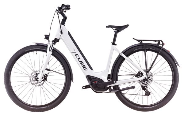 Cube Touring Hybrid One 500 Easy Entry Bicicletta elettrica ibrida Shimano Cues 9S 500 Wh 700 mm Cotone Bianco Grigio 2025