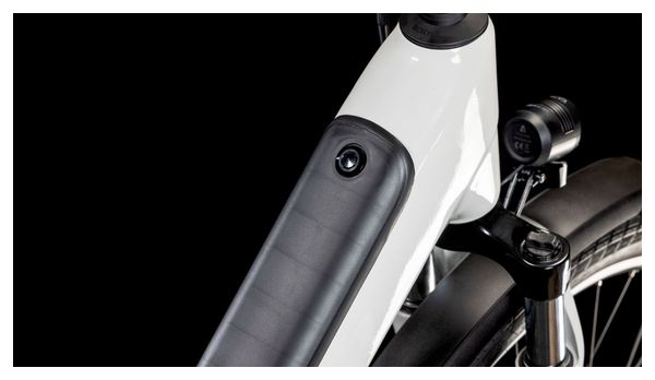 Cube Touring Hybrid One 500 Easy Entry Bicicletta elettrica ibrida Shimano Cues 9S 500 Wh 700 mm Cotone Bianco Grigio 2025
