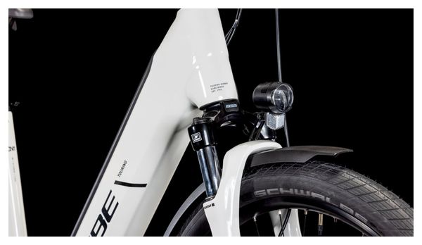 Cube Touring Hybrid One 500 Easy Entry Bicicletta elettrica ibrida Shimano Cues 9S 500 Wh 700 mm Cotone Bianco Grigio 2025