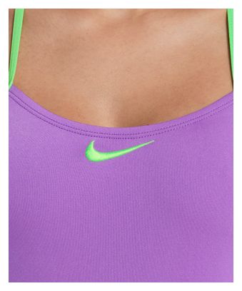 Bañador Nike Swim Hydrastrong con logo gráfico y espalda ajustable en T, color violeta, para mujer