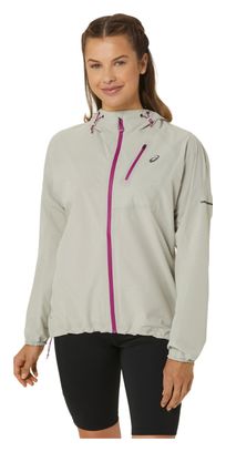 Veste imperméable Femme Asics Fujitrail Waterproof Beige Rose