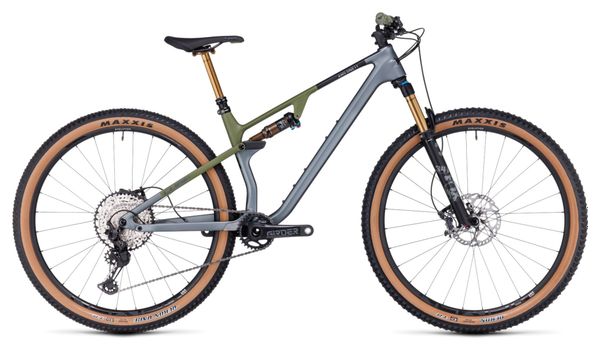 Cube AMS One11 C:68X TM 29 Volledig geveerde MTB Shimano XT 12S 29'' Flash Grey Olijfgroen 2023