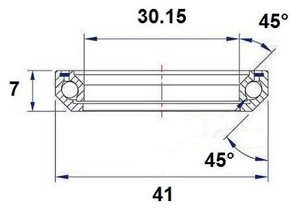 Cojinete negro B1 Cojinete de dirección 30,15 x 41 x 7 mm 45/45 °