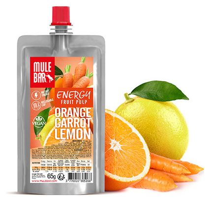 MuleBar Vegan Fruit Pulp Pouch Orange Carrot Lemon 65 g