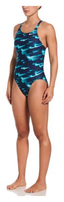 Costume da bagno Nike Swim HydraStrong Asteroid Swoosh verde da donna