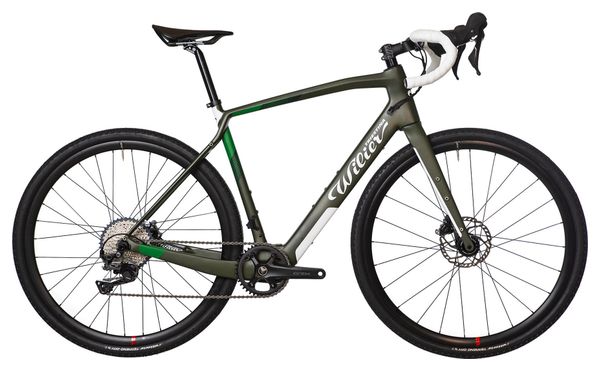 Wilier Triestina Jena Hybride Elektrische Gravel Bike Shimano GRX 11S 250 Wh 700 mm Groen Wit Mat 2022