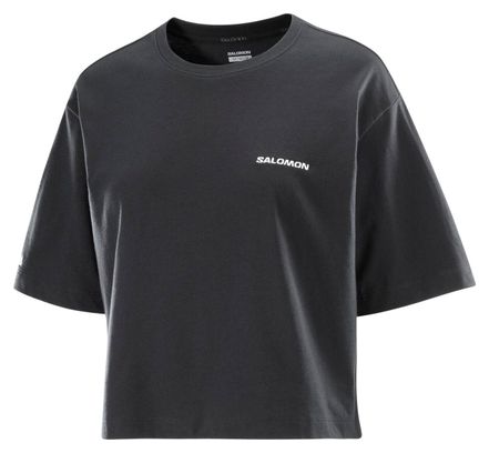 T-shirt crop Salomon Short Tee Noir Femme