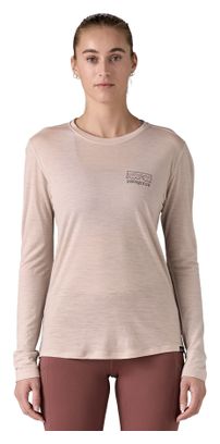Maglietta a maniche lunghe da donna Patagonia Cap Cool Merino Blend Graphic Beige
