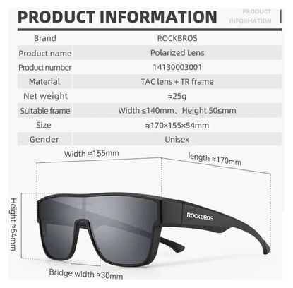 ROCKBROS Lunettes Vélo Enfant Polarisées UV400 Blanc