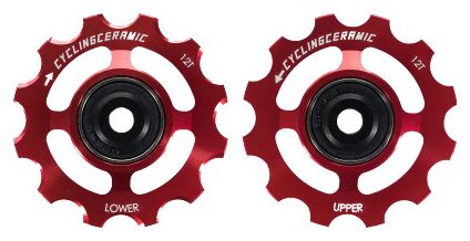 Paar CyclingCeramic tandwielen voor Shimano 12V 9200/8200 Rood