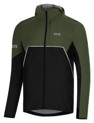 Veste Running imperméable Gore Wear R7 Gore-Tex Partial Kaki/Noir