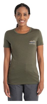 Technisches T-Shirt für Frauen Icebreaker Merinos 150 Tech Lite II Aotearoa Grün
