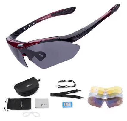 Lunettes de vélo polarisées Rockbros 10001 - Noir et rouge