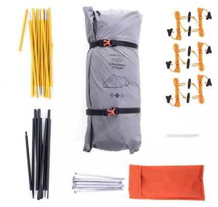 Forclaz Trek 900 Ultraleichtes 3-Personen-Zelt Grau Orange