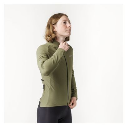 Maillot térmico de manga larga GripGrab Thermapace Verde para mujer