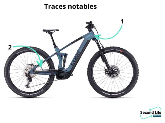 Wiederaufgearbeitetes Produkt - E-Mountainbike All-Suspend Cube Stereo Hybrid 140 HPC ABS 750 Shimano Deore/XT 12V 750 Wh 29'' Grau Blau Smaragd 2023