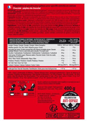 Gâteau énergétique Overstims Gatosport Chocolat/Pépites de chocolat - 400g