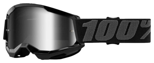 100% Strata 2 Youth Goggle Black - Silver Mirror Lens