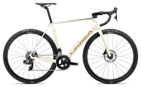 Orbea Orca M31eTEAM Racefiets Sram Rival eTap AXS 12S 700 mm Ivoor Wit Bourgondië Rood 2024