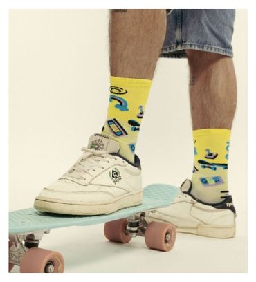 Chaussettes BV Sport Run Marathon Générations 80s Collector Jaune/Bleu