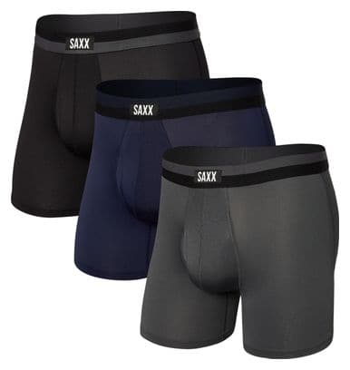 Boxer Saxx Sport Mesh Brief Fly (Pack of 3) Black Blue Grey