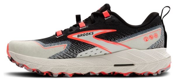 Brooks Cascadia 18 Trailrunning-Schuhe Schwarz/Weiß/Koralle Damen